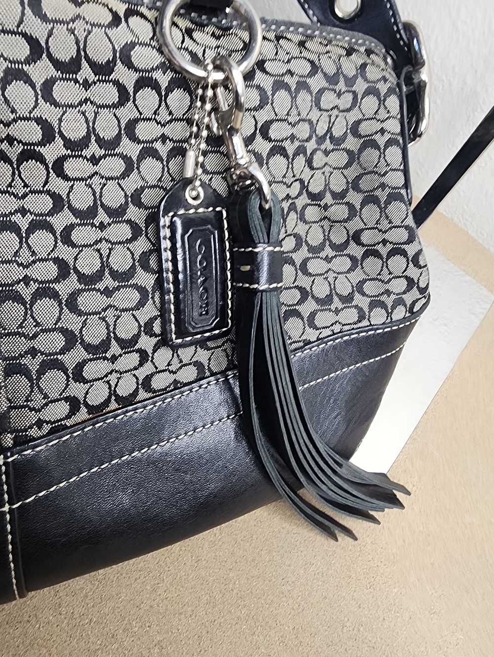 Coach Mini Signature Hobo Shoulder Bag With Tassel And Hang Tag - Picture 10 of 13